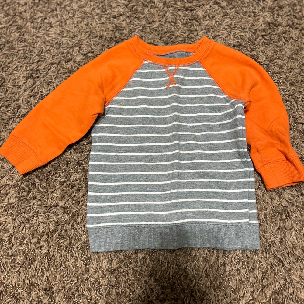 Jumping Beans Orange and Gray Striped Sweatshirt
